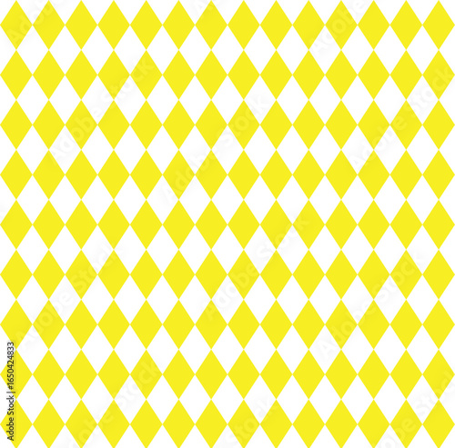 Checkered harlequin diamond seamless background pattern vector in yellow and white. Geometric rhombus pattern background. Harlequin check wallpaper. Retro color concept. Vector Illustrator. eps 10
