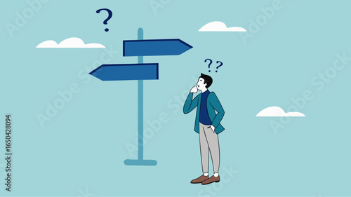 choosing quality or quantity concept illustration. businessmen who are confused about choosing quality or quantity direction boards. management to assure excellent work concept illustration flt style