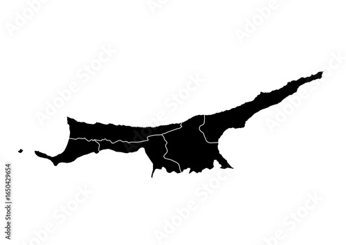 Northern Cyprus Map Black Detail Edition – Detailed Vector Outline for Posters, Geography, and Wall Art