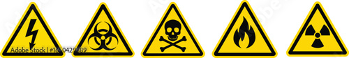 Yellow Triangle Warning Sign Vector Set – Transparent PNG Warning Icons
