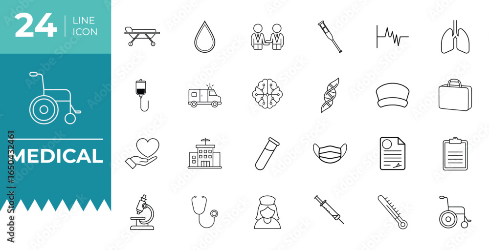 Naklejka premium Healthcare and Medical Icon Set Hospital and Clinic Icons.