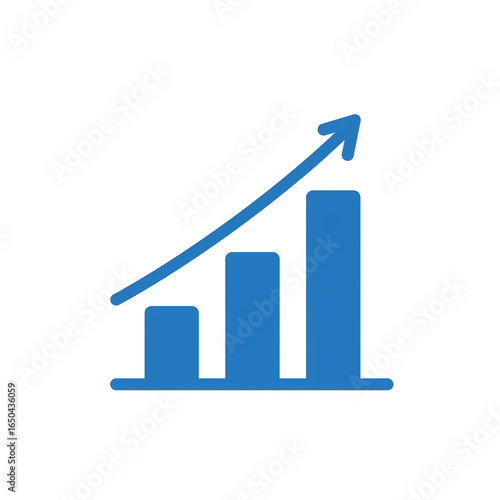 Minimalist blue rising bar chart vector isolated on white