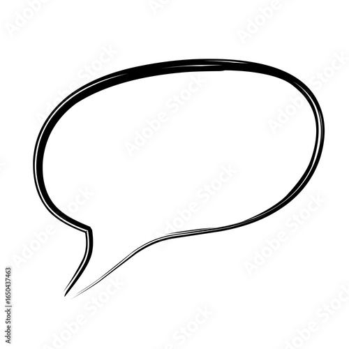 Black hand drawn style speech chat icon on transparent background