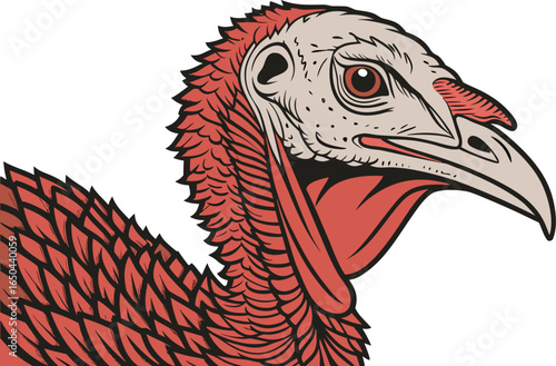 Realistic Turkey Design Illustration. Turkey Bird Design for Wildlife Artwork. Majestic Turkey Illustration in Natural Pose. Turkey Illustration Isolated on White Background. Creative Turkey Design