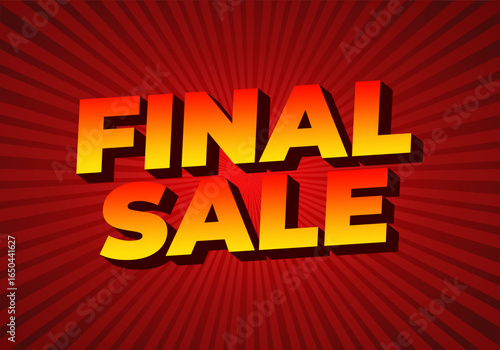 Bold 3D gradient text reading FINAL SALE with orange to yellow colors, drop shadow