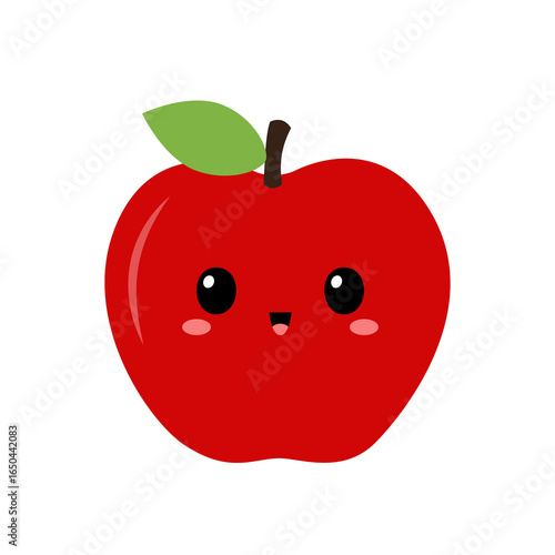 Wallpaper Mural Cute a cartoon apple character set on transparent background. Kawaii fruit character	 Torontodigital.ca