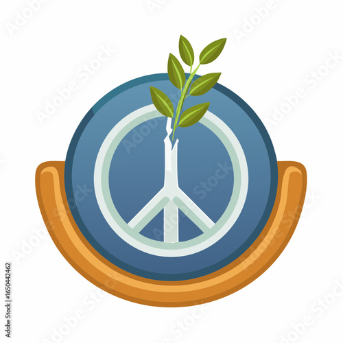 Flat style icon of a weapon changing into an olive branch, representing the end of conflict and peace.