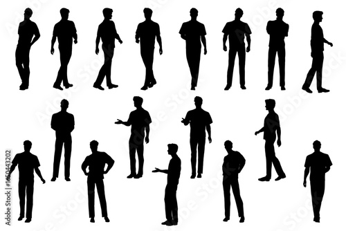 collection of silhouette male character with different action, isolated vector for graphic resource