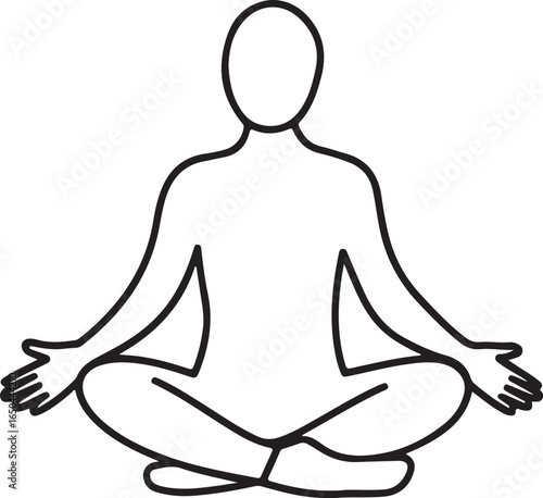 Outline of a person meditating in a lotus position with open hands