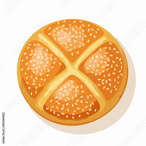 sesame bun top view isolated on white