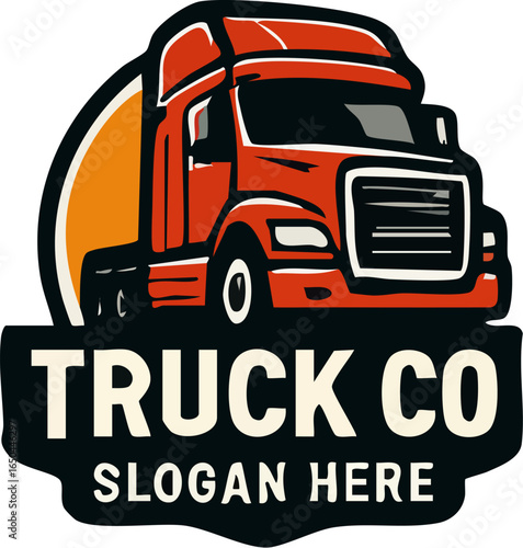Red SemiTruck Logo for Trucking Company.