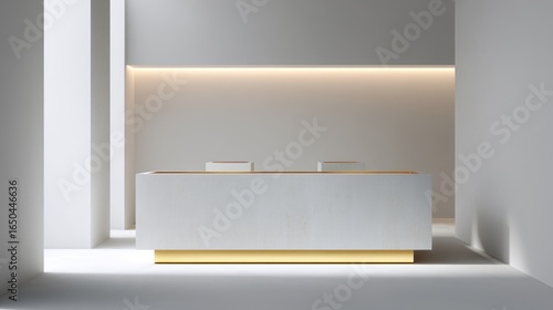 Wallpaper Mural Modern Minimalist Reception Desk with Soft Lighting in Contemporary Interior Space Torontodigital.ca