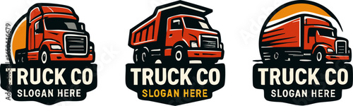 Set of three vintage truck company logo templates.