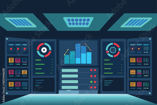 Futuristic AI Server Room with Advanced Holographic Interface