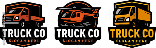 Transportation Company Logos with Trucks and Helicopter.