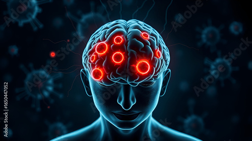 Neurocysticercosis: The Seizures and Cognitive Impairment - Imagine a person experiencing a seizure, with highlighted brain cysts