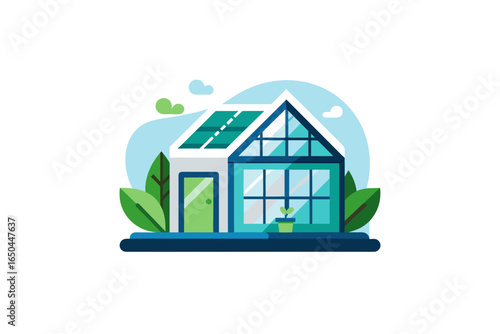 Energy efficient house with rooftop greenhouse sustainable green architecture home