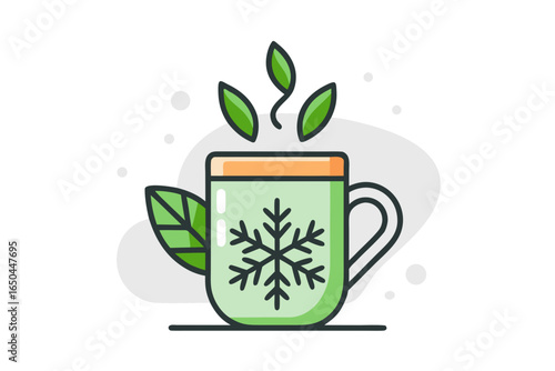 Hot eco tea mug with steam shaped leaves natural design