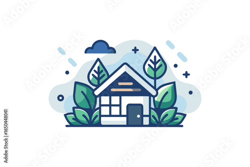 Solar powered home design with sustainable energy friendly house