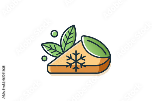 pie slice with leaf garnish on winter dessert plate