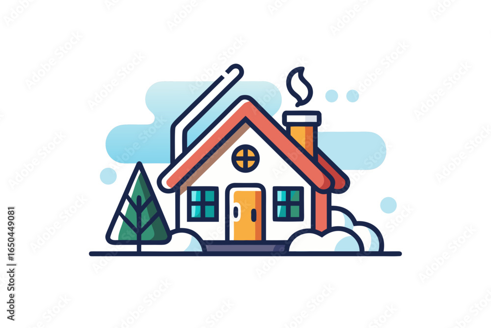 Fototapeta premium snow covered villa featuring geothermal heating system integration