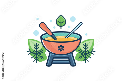 fondue pot with plant based ingredients and eco design