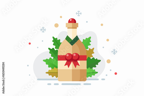 Sustainable wine bottle wrapped in recyclable paper design