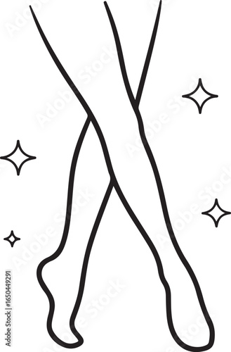 Elegant line drawing of smooth legs with sparkle accents