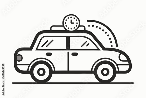 Taxi sedan icon showing small roof taxi sign fare
