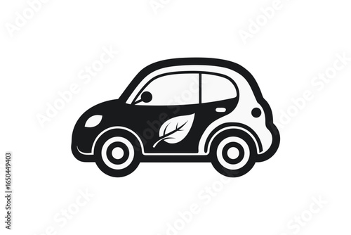 Baby compact car icon with smooth aerodynamic body design