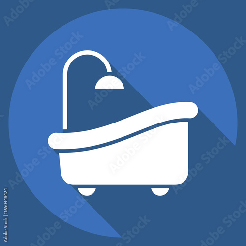 Icon Bath. related to Restroom symbol. long shadow style. design editable