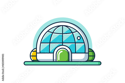Eco igloo icon with frosty roof edges interior view