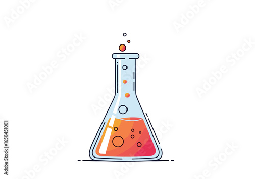 Chemistry lab flask bubbles orange liquid science experiment research testing