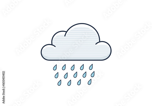 Digital illustration of a cloud with falling rain drops representing weather forecast