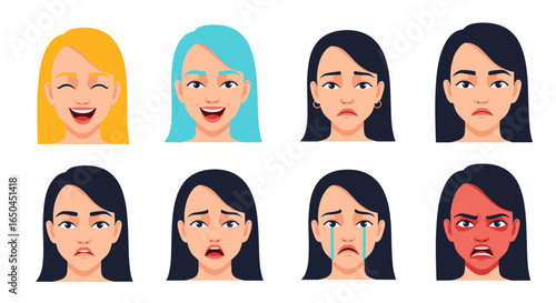 Collection of diverse human facial expressions showing a range of emotions