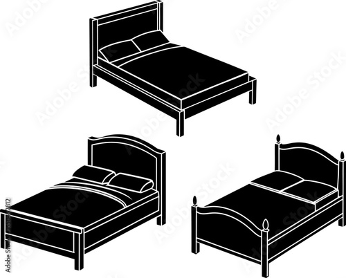 Bed set, a Set of beds, bed collection, Vector of bed, bed silhouette, bed isolated on white background