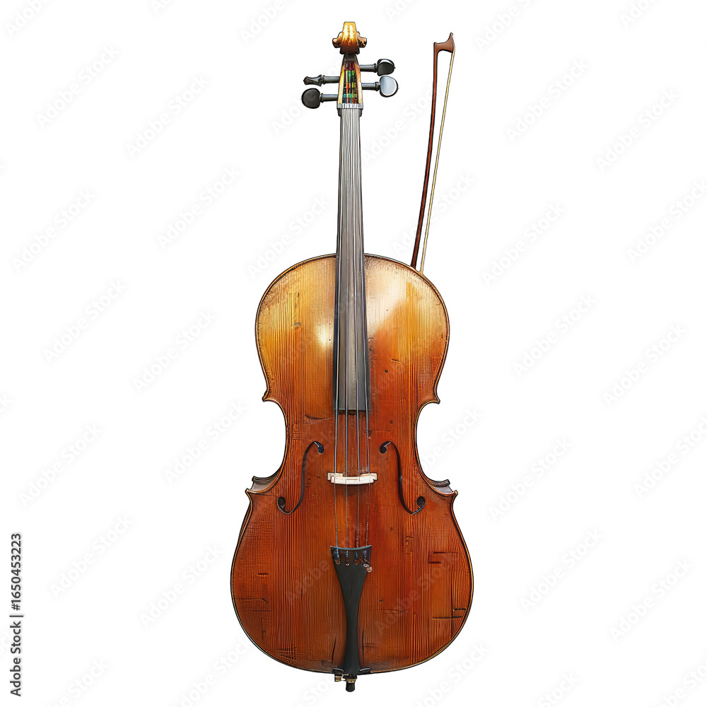 Obraz premium Antique cello, front view, showing wood grain