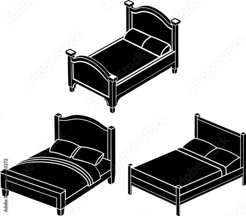 Bed set, a Set of beds, bed collection, Vector of bed, bed silhouette, bed isolated on white background