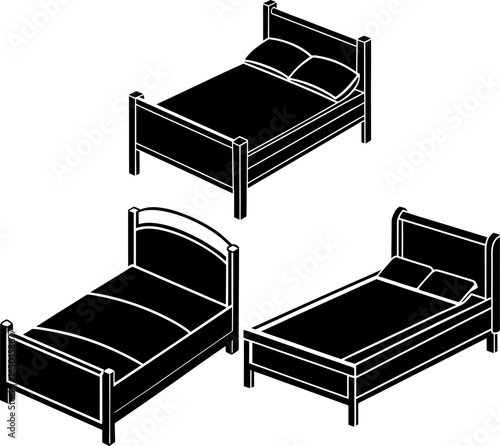 Bed set, a Set of beds, bed collection, Vector of bed, bed silhouette, bed isolated on white background