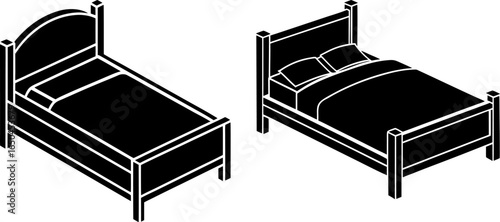 Bed set, a Set of beds, bed collection, Vector of bed, bed silhouette, bed isolated on white background
