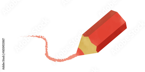 Gentle lines drawn with colored pencils Icon (red pencil)