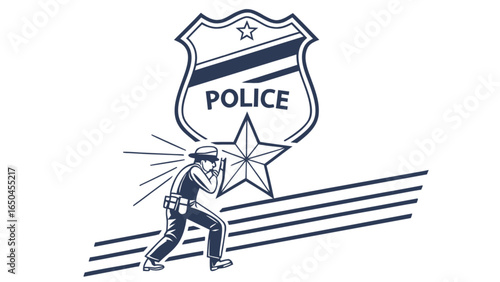 Police officer detective investigation vector graphic law enforcement badge symbol illustration clipart design