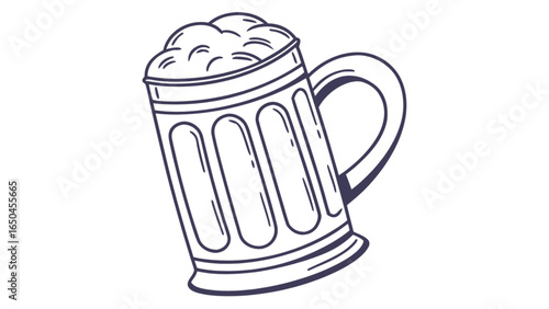 Beer mug vector illustration, pint of beer drawing, beer glass outline, beer stein clip art, drink icon