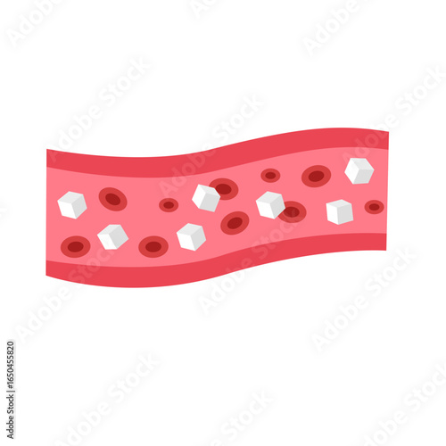 diabetes disease concept. sugar in blood vessel