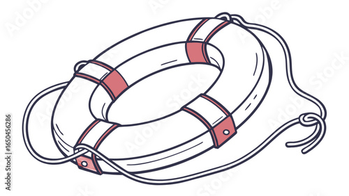 Find life preserver drawing vector art illustration for water safety and rescue equipment and survival gear