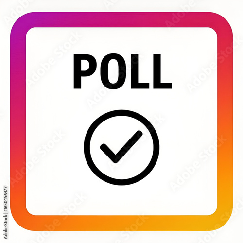 Gradient square poll icon with checkmark in circle for voting and survey apps