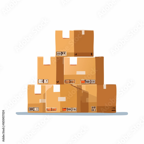 stack of cardboard boxes isolated on white