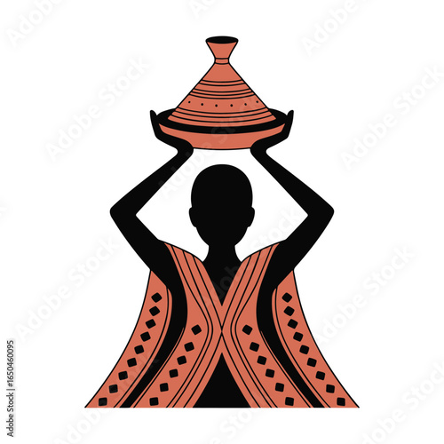 African Woman with Pot vector design