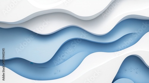 Abstract layered wavy design in white and light blue