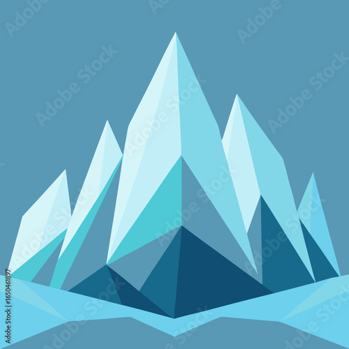 Geometric abstract iceberg landscape in cool blue tones